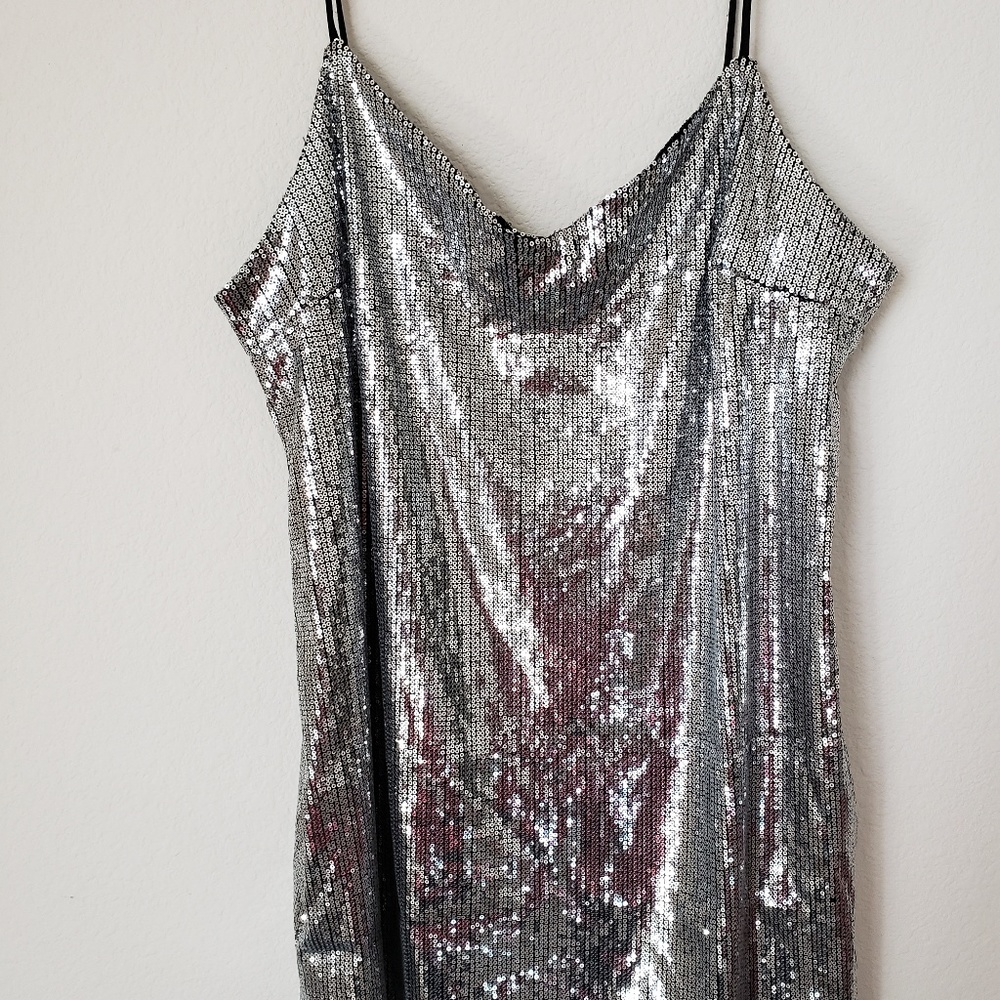 Wild Fable Silver Sequin Party Cocktail Dress